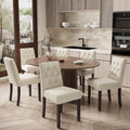 EOP 7-Piece Extendable Dining Table Set for 6, 47"-63" Wood Kitchen Table with 6 Upholstered Chairs, Space-Saving Drop Leaf Kitchen Table for Dining Room, Small Space