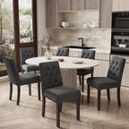 EOP 7-Piece Extendable Dining Table Set for 6, 47"-63" Wood Kitchen Table with 6 Upholstered Chairs, Space-Saving Drop Leaf Kitchen Table for Dining Room, Small Space