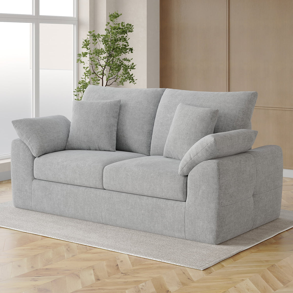 EOP 76" Wide Loveseat Sofa, 2-Seater Sofa with 4 Pillows, Upholstered Sofa Couch for Living Room and Small Spaces, Beige