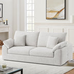 EOP 62.99" Wide Cloud Compression Sofa, Full Sponge Loveseat with Deep Seat, Upholstered Couch with 4 Pillows, No Assembly Required for Small Living Spaces, Beige