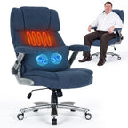 EOP Big and Tall Heated Massage Office Chair, High Back Executive Desk Chair with 4D Flip-Up Armrests & Lumbar Support for Home Office, Black