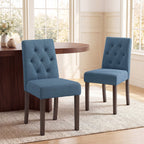 EOP Dining Chairs Set of 2, Modern Upholstered Fabric Dining Room Chairs, Armless Kitchen Side Chairs with Wood Legs and Padded Seat for Living Room, Bedroom, Kitchen, Beige