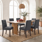 EOP Dining Chairs Set of 2, Modern Upholstered Fabric Dining Room Chairs, Armless Kitchen Side Chairs with Wood Legs and Padded Seat for Living Room, Bedroom, Kitchen, Beige