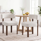 EOP Fabric Dining Chairs Set of 2, Mid-Century Modern Upholstered Kitchen Chairs with Curved Backrest and Wood Legs for Dining Room or Restaurant, Green