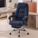EOP Massage Faux Leather Desk Chair with Footrest High Back Office Chair Computer Reclining, Beige