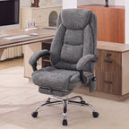 EOP Massage Faux Leather Desk Chair with Footrest High Back Office Chair Computer Reclining, Beige