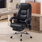 EOP Massage Faux Leather Desk Chair with Footrest High Back Office Chair Computer Reclining, Beige