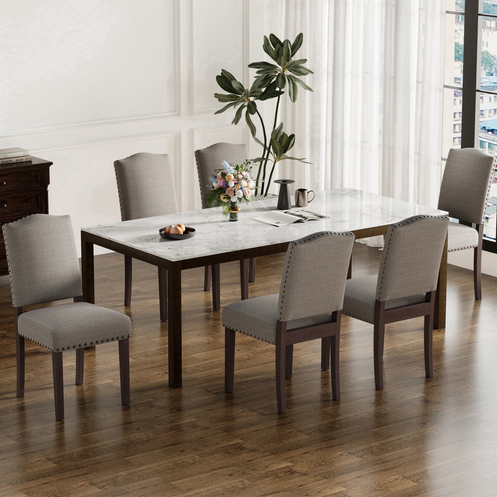 EOP Mid-Century Modern Upholstered Dining Chairs Set of 2, Farmhouse Fabric Kitchen & Dining Room Chairs with Extra Padded Seat, Ideal for Living Room, Restaurant, Beige
