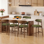 EOP Modern Bar Stools Set of 4, Upholstered 24.8″ Counter Height Bar Stools, Kitchen Island Barstools with Wood Legs for Kitchen Island Dining Room Bar, Light Gray