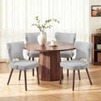 EOP Modern Fabric Upholstered Dining Chairs Set of 2, Wingback Dining Side Chairs with Solid Wood Legs, Farmhouse Dining Room Chairs for Dining Kitchen Living Room, Beige