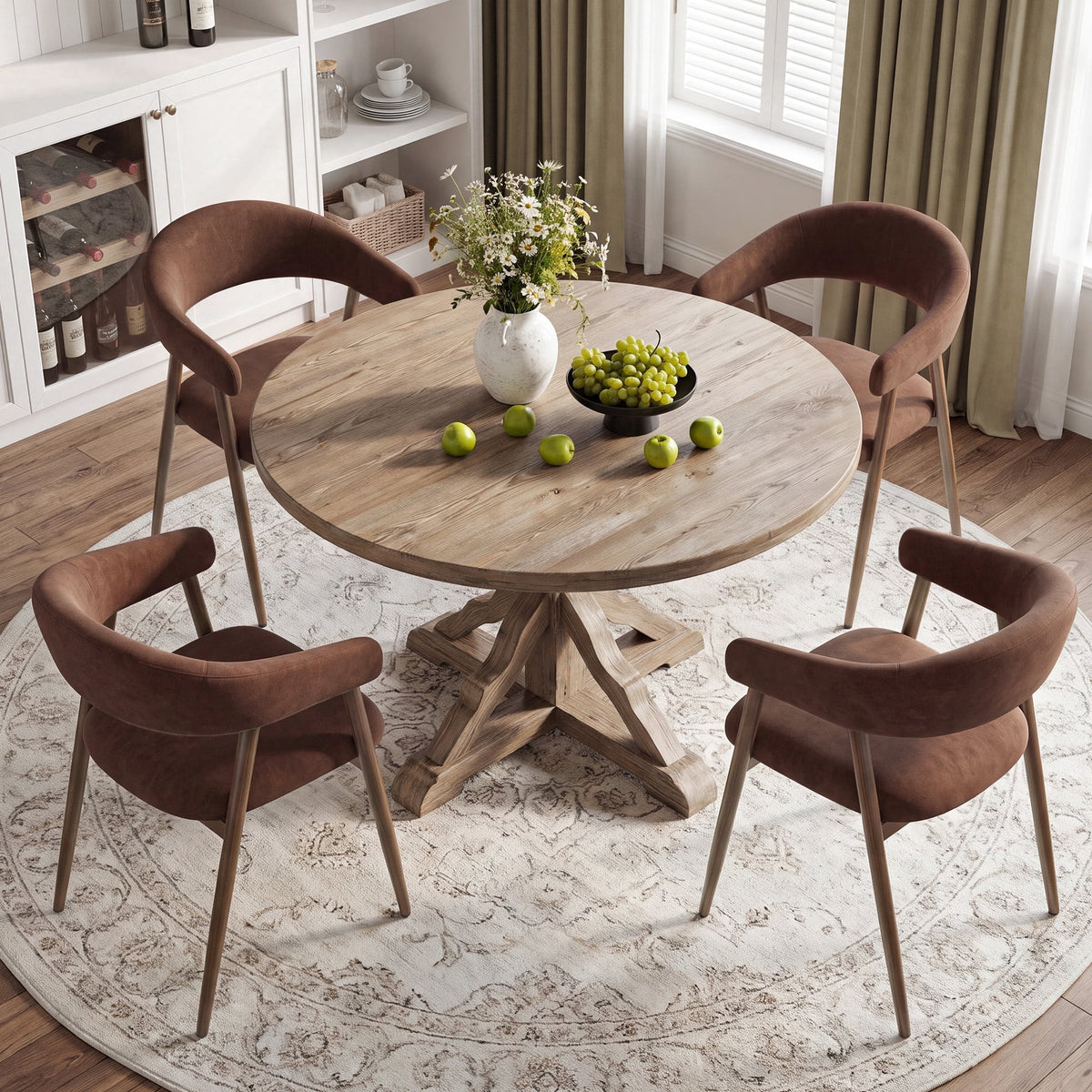 EOP Modern Linen Fabric Dining Chairs Set of 2, Upholstered Kitchen Chair with Metal Leg for Dining Room Restaurant, Beige