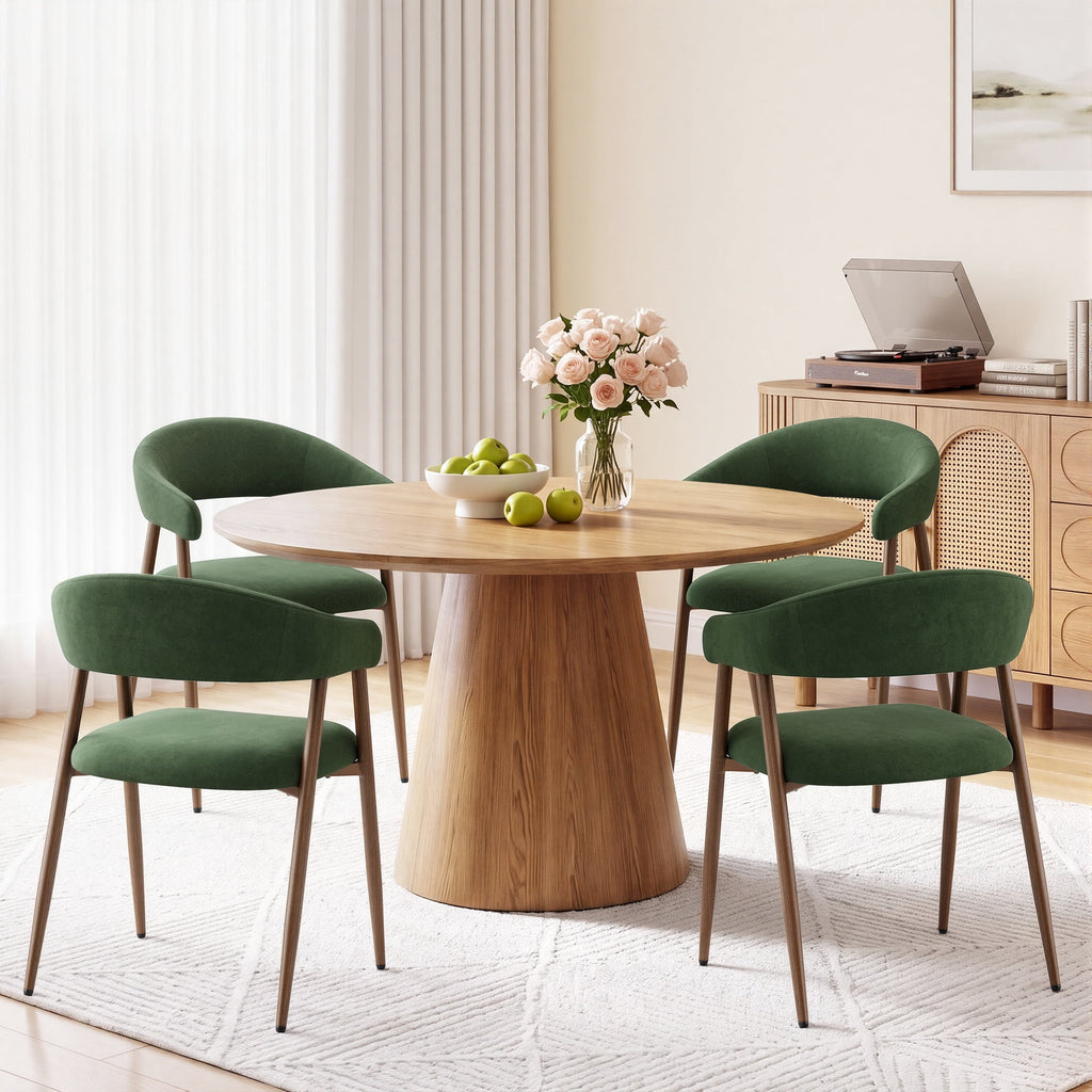 EOP Modern Linen Fabric Dining Chairs Set of 2, Upholstered Kitchen Chair with Metal Leg for Dining Room Restaurant, Beige