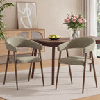 EOP Modern Linen Fabric Dining Chairs Set of 2, Upholstered Kitchen Chair with Metal Leg for Dining Room Restaurant, Beige