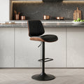 EOP Adjustable Swivel Bar Stools Single Piece Faux Leather Upholstered Counter Height Chairs with Back Dining Barstools for Kitchen Island, Black