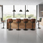EOP Adjustable Swivel Bar Stools Single Piece Faux Leather Upholstered Counter Height Chairs with Back Dining Barstools for Kitchen Island, Black