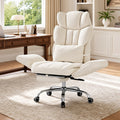 EOP Office Chair, Swivel Ergonomic Large Desk Chair with Adjustable Backrest and Footrest, Flip Armrests Home Executive Office Chair for Work, Gaming, Beige