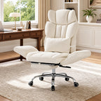 EOP Office Chair, Swivel Ergonomic Large Desk Chair with Adjustable Backrest and Footrest, Flip Armrests Home Executive Office Chair for Work, Gaming, Beige