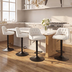 EOP Swivel Bar Stool, Adjustable Height PU Leather Bar Chair with Curved Backrest, Counter Height Seating for Kitchen Island Dining Room, Black