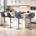 EOP Upholstered Bar Stool Set of 1, Adjustable Swivel Counter Height Bar Chair with Backrest, Modern PU Leather Counter Stool for Bar, Kitchen, Dining Room, Black