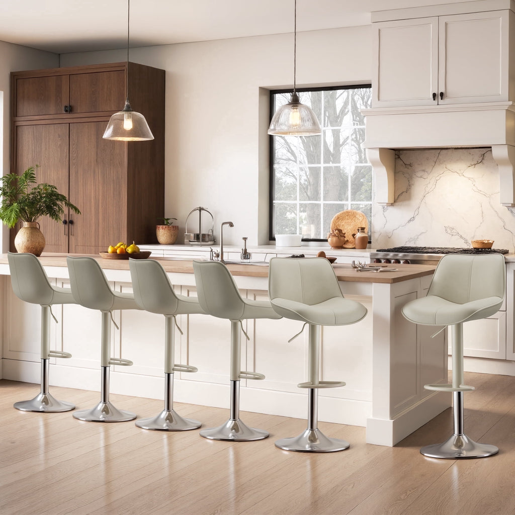 EOP Upholstered Bar Stool Set of 1, Adjustable Swivel Counter Height Bar Chair with Backrest, Modern PU Leather Counter Stool for Bar, Kitchen, Dining Room, Black
