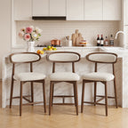 EOP Modern Bar Stools Set of 4, Upholstered 24.8″ Counter Height Bar Stools, Kitchen Island Barstools with Wood Legs for Kitchen Island Dining Room Bar, Light Gray