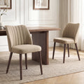 EOP Upholstered Dining Chairs Set of 2, Farmhouse Fabric Kitchen Chairs with Solid Wood Legs, Modern Restaurant & Cafe Side Chairs for Home Dining Room, Camel