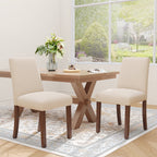 EOP Upholstered Dining Chairs Set of 6, Linen Fabric Dining Side Chairs, Farmhouse Dining Room Chairs, Stylish Kitchen Chairs with Solid Wood Legs and Padded Seat, Gray