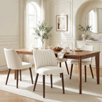 EOP Upholstered Dining Chairs Set of 4, Farmhouse Fabric Kitchen Chairs with Solid Wood Legs, Modern Restaurant & Cafe Side Chairs for Home Dining Room, Camel