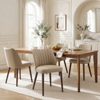EOP Upholstered Dining Chairs Set of 4, Farmhouse Fabric Kitchen Chairs with Solid Wood Legs, Modern Restaurant & Cafe Side Chairs for Home Dining Room, Camel