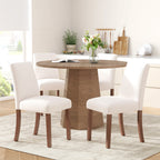 EOP Upholstered Dining Chairs Set of 6, Linen Fabric Dining Side Chairs, Farmhouse Dining Room Chairs, Stylish Kitchen Chairs with Solid Wood Legs and Padded Seat, Gray