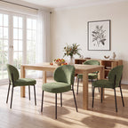 EOP Upholstered Dining Chairs Set of 4, Mid-Century Modern Dining Room Chairs with Curved Backrest and Metal Legs, Chair Kitchen for Dining Room, Camel