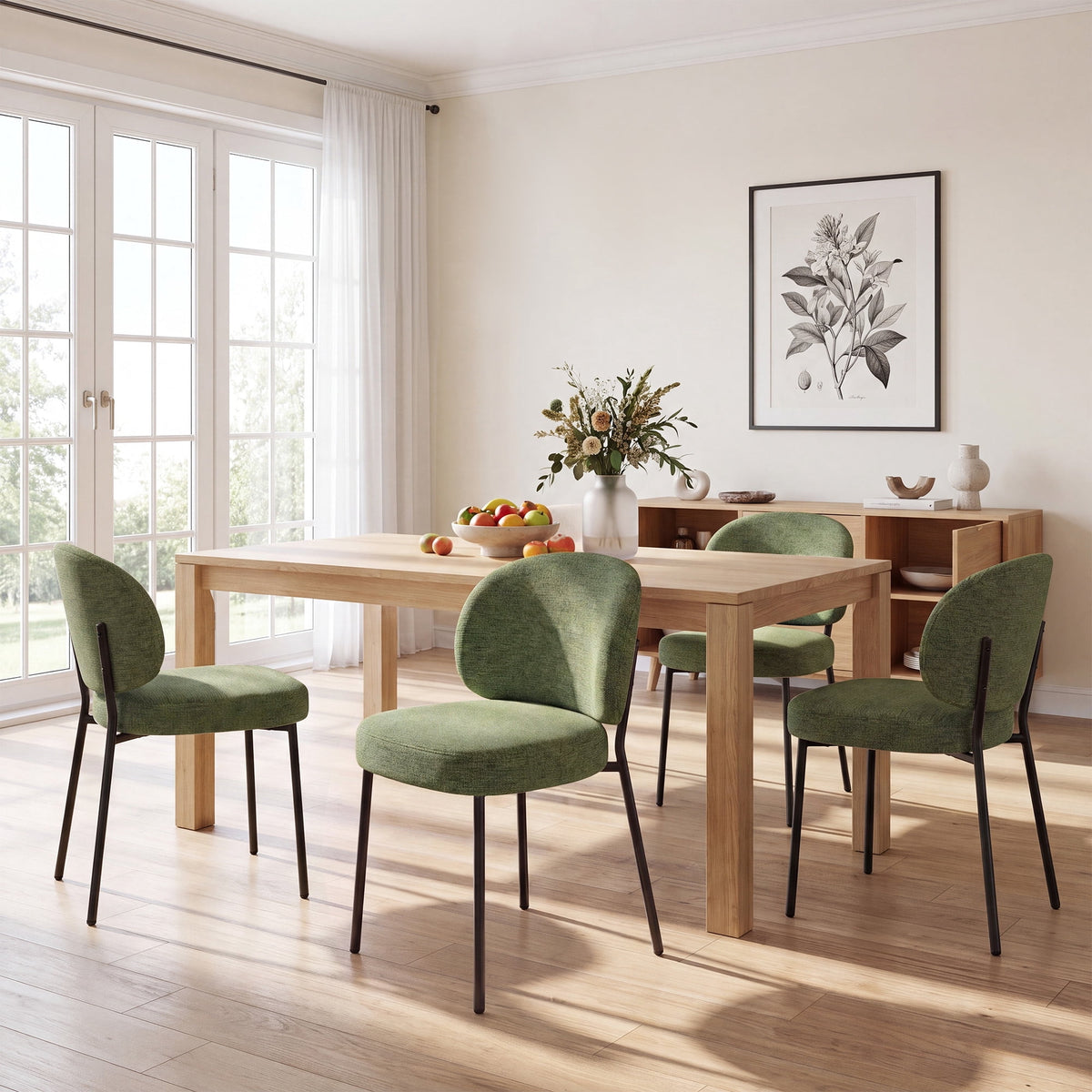 EOP Upholstered Dining Chairs Set of 4, Mid-Century Modern Dining Room Chairs with Curved Backrest and Metal Legs, Chair Kitchen for Dining Room, Camel