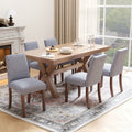 EOP Upholstered Dining Chairs Set of 6, Linen Fabric Dining Side Chairs, Farmhouse Dining Room Chairs, Stylish Kitchen Chairs with Solid Wood Legs and Padded Seat, Gray
