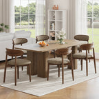 EOP Upholstered Dining Chairs Set of 2, Farmhouse Modern Fabric Wooden Dining Room Chair with Curved Back, Kitchen Side Chairs for Restaurant, Living Room, Beige
