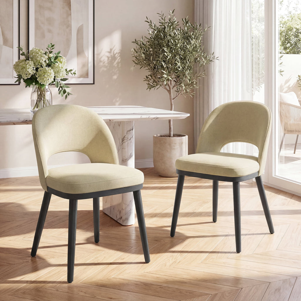 EOP Upholstered Dining Chairs Set of 6, Modern Fabric Dining Side Chairs with Solid Wood Legs, Comfortable Seating for Kitchen, Dining Room, Blue