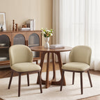 EOP Upholstered Dining Chairs Set of 2, Modern Fabric Dining Side Chairs with Wood Legs & Wing Backrest, for Dining Room Living Room Bedroom, Beige