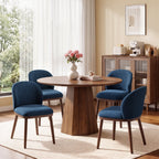 EOP Upholstered Dining Chairs Set of 2, Modern Fabric Dining Side Chairs with Wood Legs & Wing Backrest, for Dining Room Living Room Bedroom, Beige