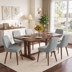 EOP Wooden Dining Chairs Set of 2, Modern Tufted Button Kitchen Chairs with Solid Wood Legs, Upholstered Fabric Dining Room Chairs for Living Room Bedroom, Beige