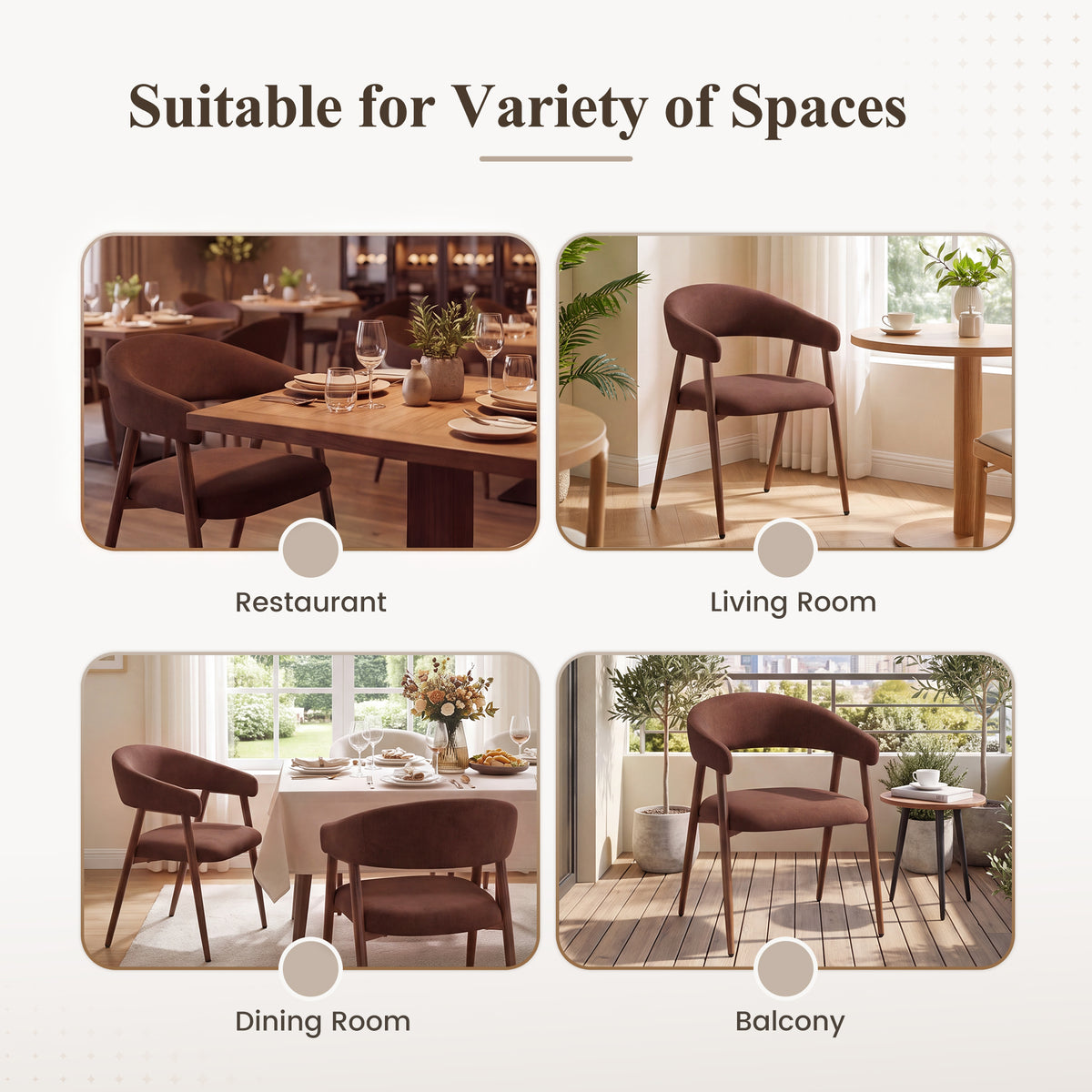 EOP Modern Linen Fabric Dining Chairs Set of 2, Upholstered Kitchen Chair with Metal Leg for Dining Room Restaurant