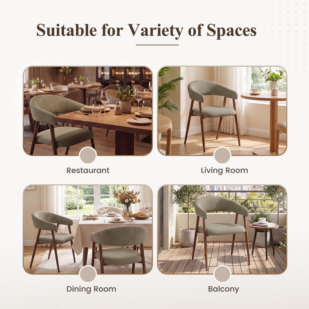 EOP Modern Linen Fabric Dining Chairs Set of 2, Upholstered Kitchen Chair with Metal Leg for Dining Room Restaurant