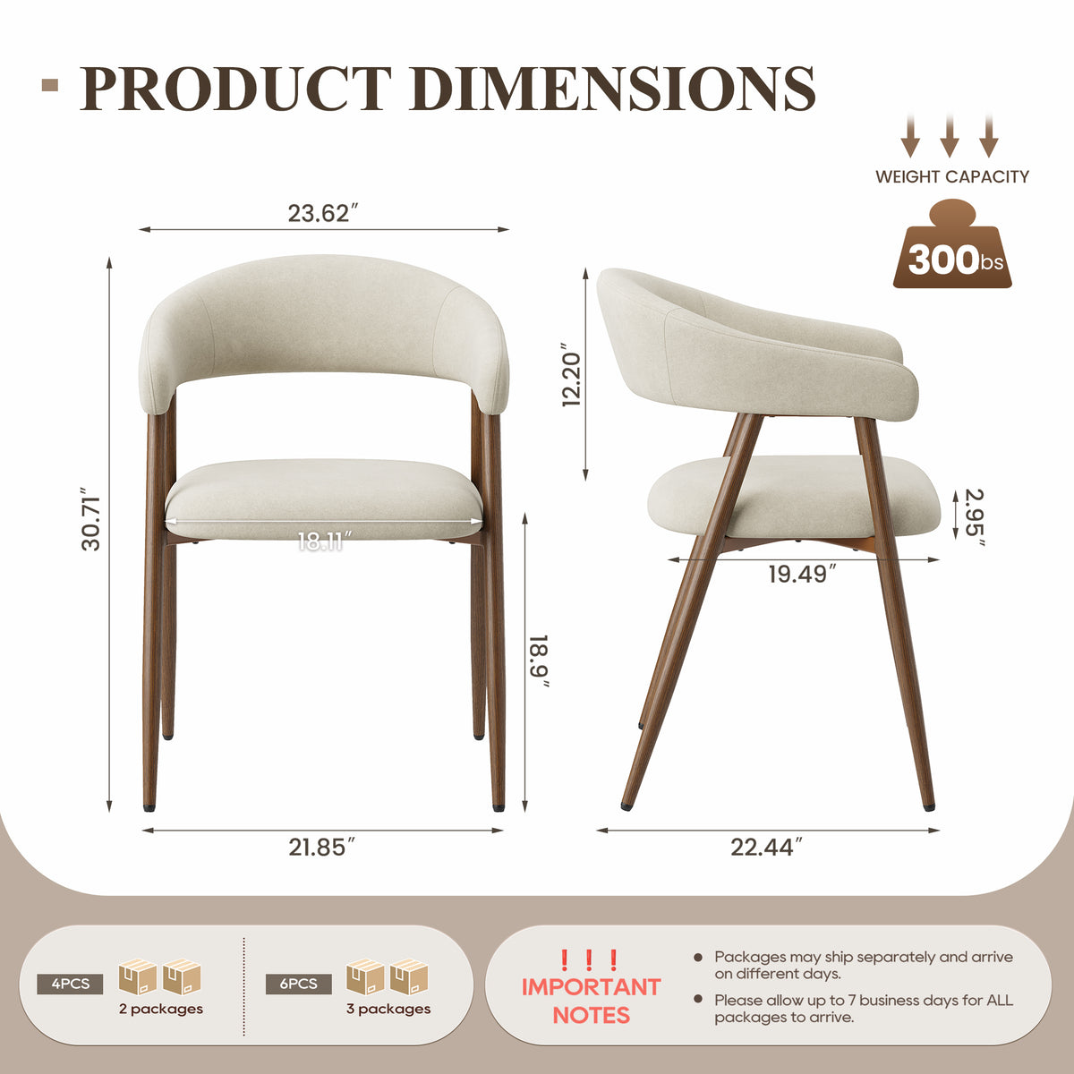 EOP Modern Linen Fabric Dining Chairs Set of 2, Upholstered Kitchen Chair with Metal Leg for Dining Room Restaurant