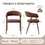 EOP Modern Linen Fabric Dining Chairs Set of 2, Upholstered Kitchen Chair with Metal Leg for Dining Room Restaurant