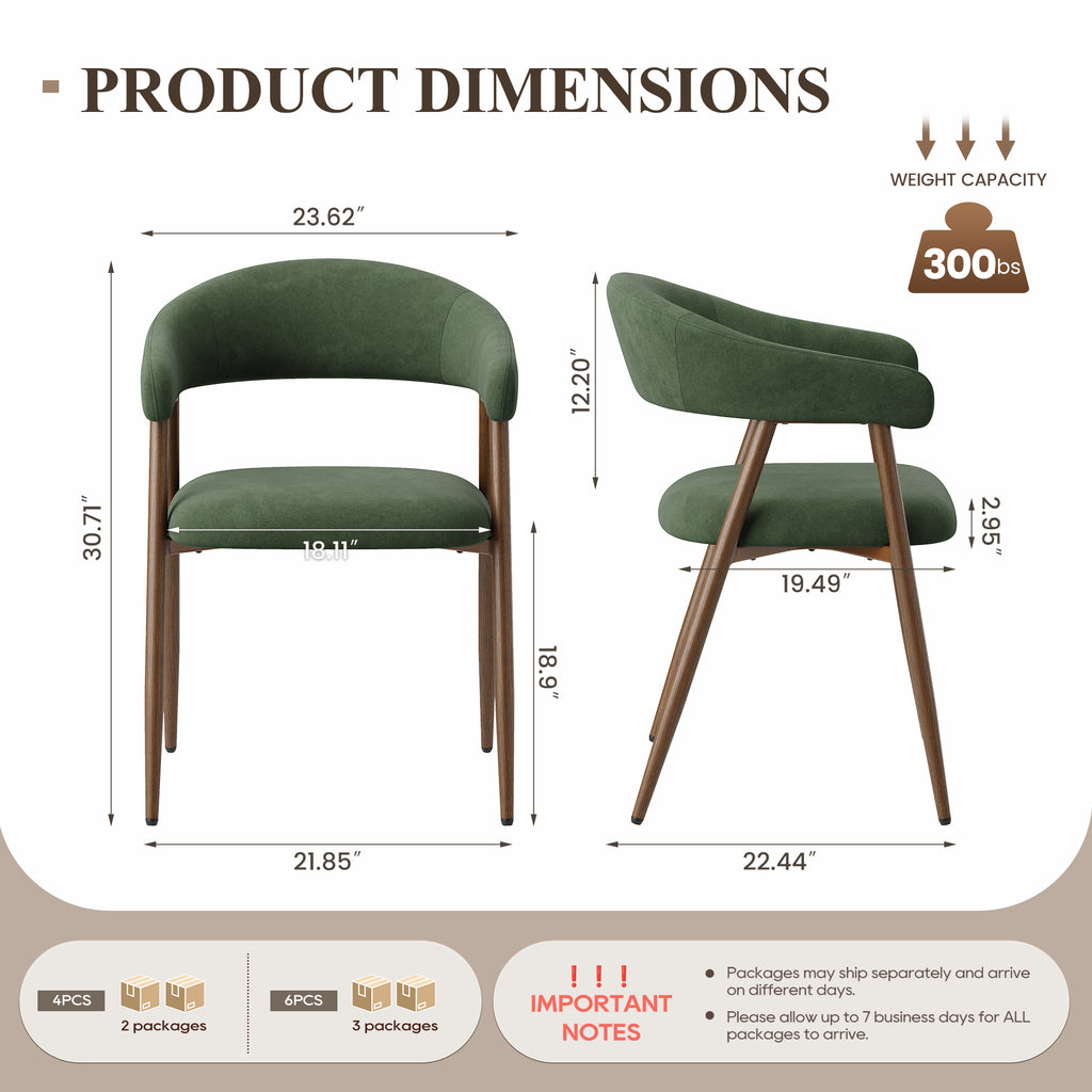 EOP Modern Linen Fabric Dining Chairs Set of 2, Upholstered Kitchen Chair with Metal Leg for Dining Room Restaurant