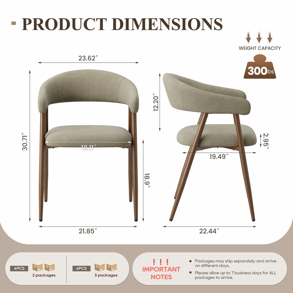 EOP Modern Linen Fabric Dining Chairs Set of 2, Upholstered Kitchen Chair with Metal Leg for Dining Room Restaurant