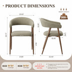 EOP Modern Linen Fabric Dining Chairs Set of 2, Upholstered Kitchen Chair with Metal Leg for Dining Room Restaurant