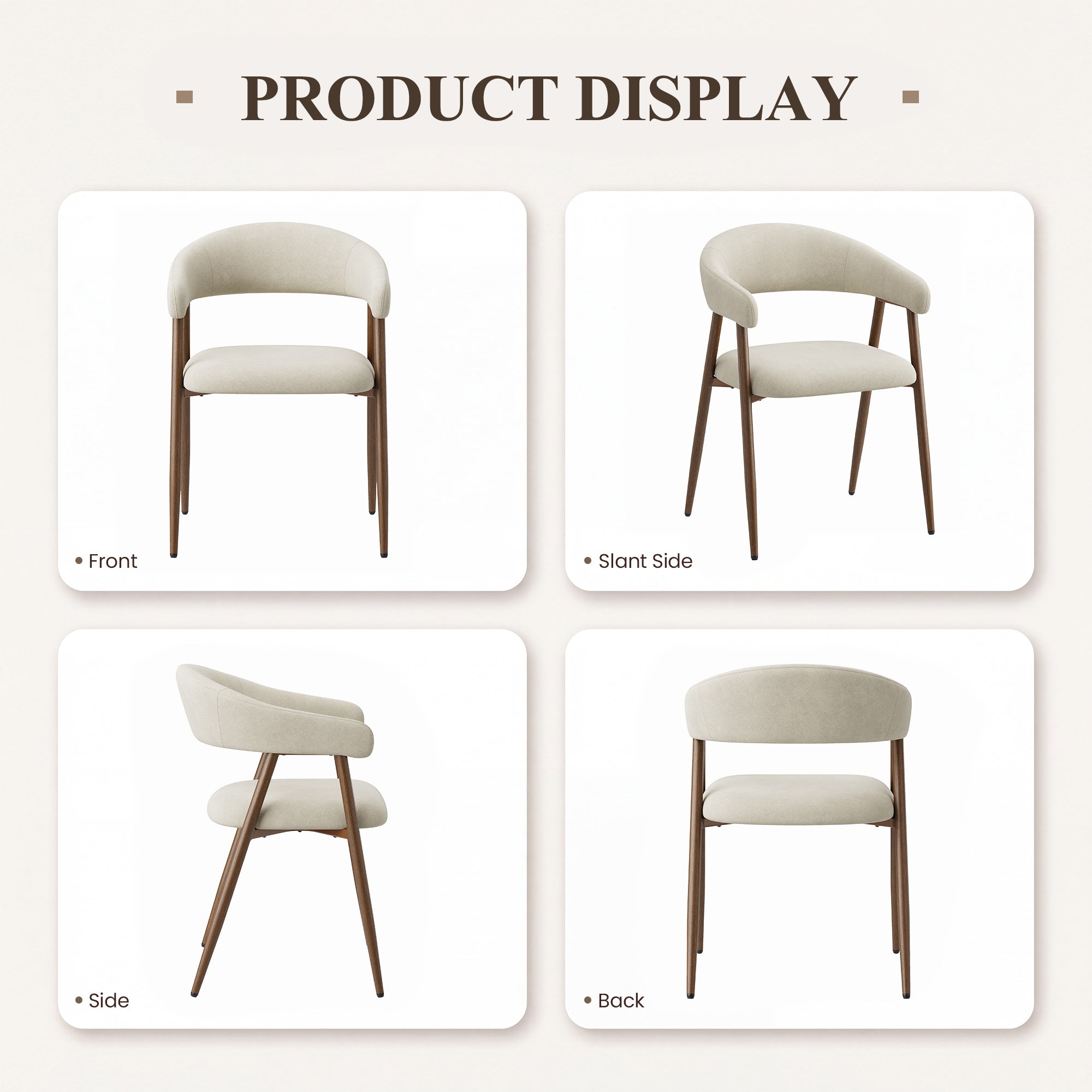 EOP Modern Linen Fabric Dining Chairs Set of 2, Upholstered Kitchen Chair with Metal Leg for Dining Room Restaurant