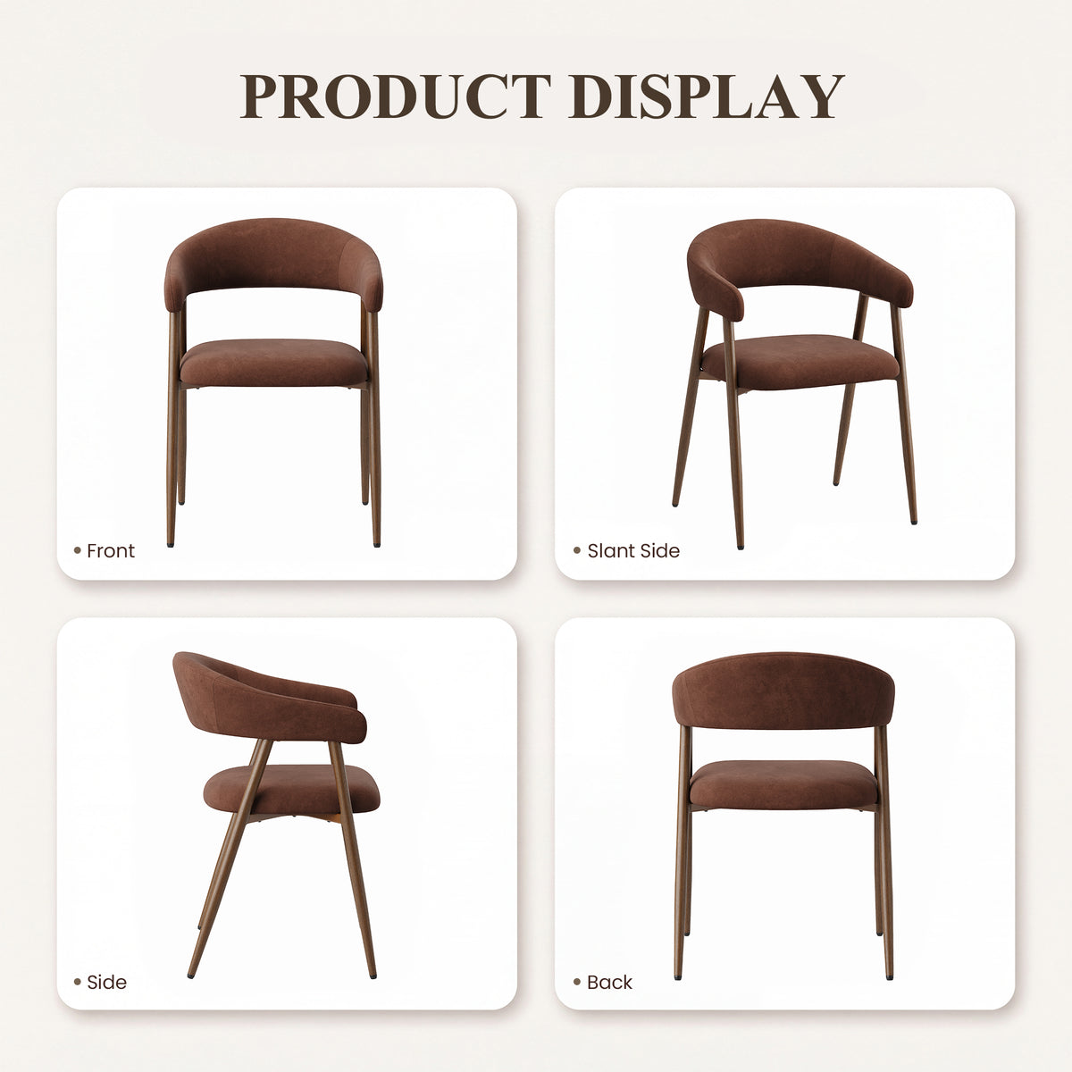 EOP Modern Linen Fabric Dining Chairs Set of 2, Upholstered Kitchen Chair with Metal Leg for Dining Room Restaurant