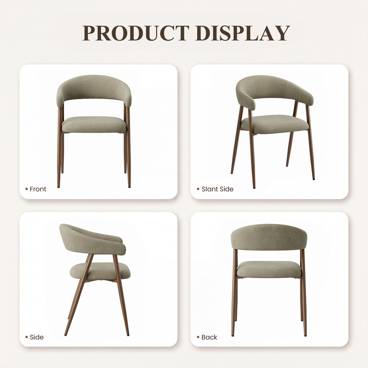 EOP Modern Linen Fabric Dining Chairs Set of 2, Upholstered Kitchen Chair with Metal Leg for Dining Room Restaurant