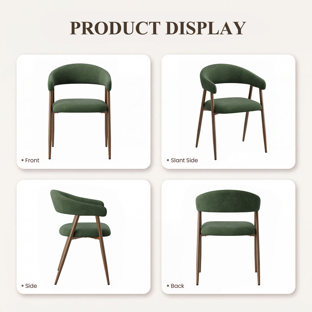 EOP Modern Linen Fabric Dining Chairs Set of 2, Upholstered Kitchen Chair with Metal Leg for Dining Room Restaurant