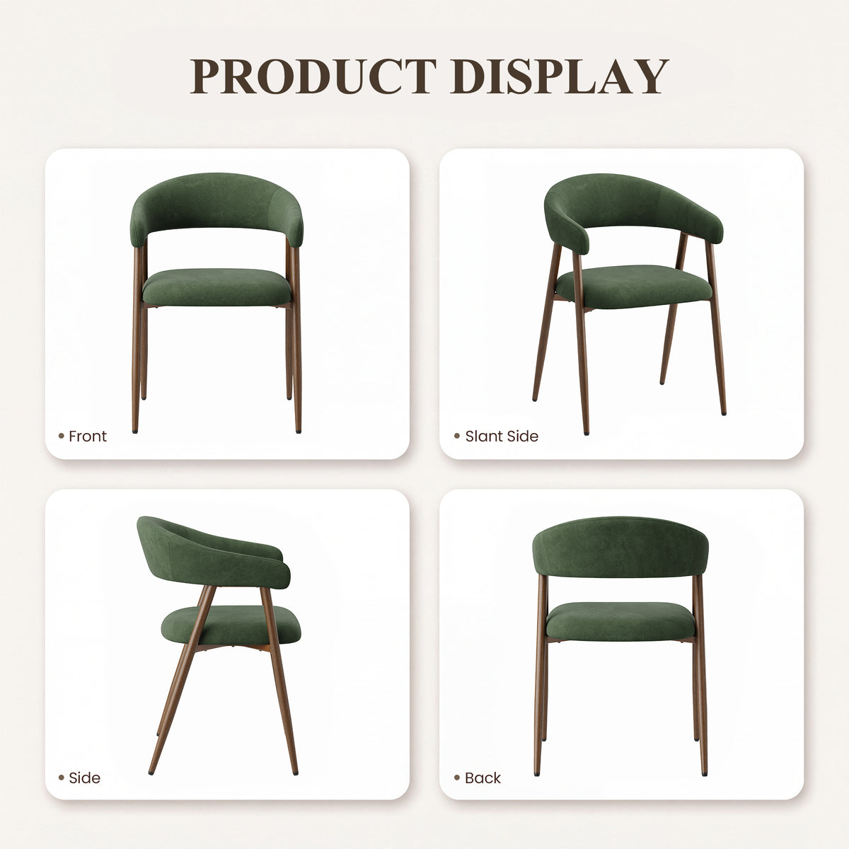 EOP Modern Linen Fabric Dining Chairs Set of 2, Upholstered Kitchen Chair with Metal Leg for Dining Room Restaurant